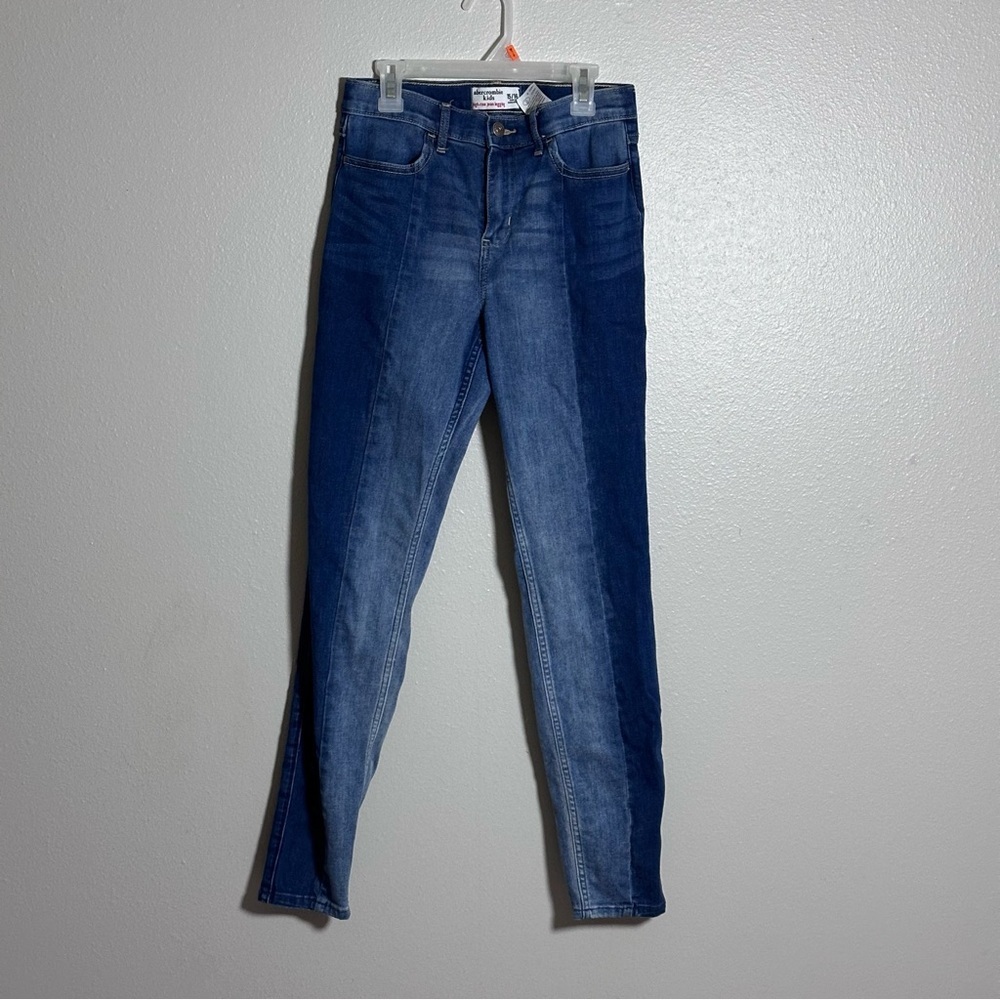 Abercrombie Kids Denim Two-Tone Blue Girls High Rise Jeans Legging size 15/16